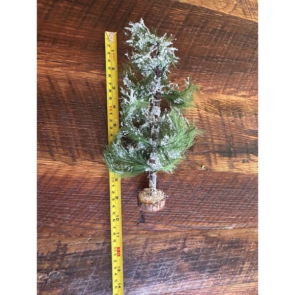 Vintage Lemax Christmas Snow Village Trees Set On Wooden Bases - Picture 16 of 16